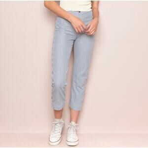 Brandy Melville Pinstripe Striped Tilden High Rise Trouser Pants Blue White